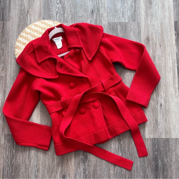 Sonia Rykiel Jackets & Blazers - Sonia rykiel red cotton double breasted waist tie coat